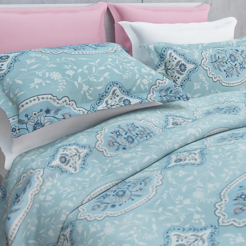 Serene Sleep Cotton Bedsheet (Blue) - 144 TC media 9