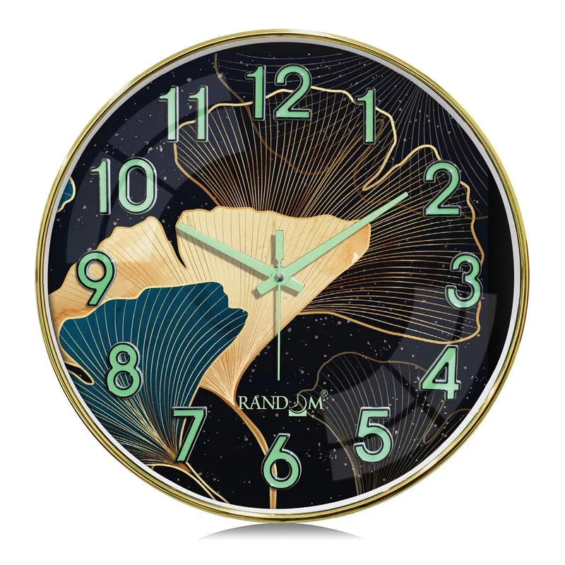 Florin Round Floral Plastic Wall Clock - Black & Gold media 3