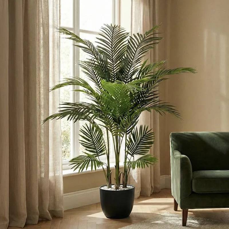 Palmora Artificial Areca Palm Plant With Black Plastic Pot - 4.9 ft media 3