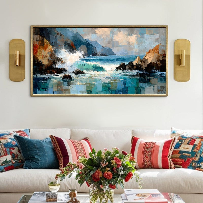 Ocean Break Canvas Wall Painting With Frame