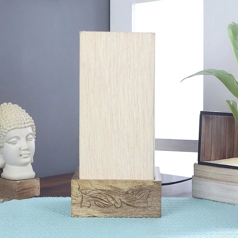 Divanebeam Cotton & Wooden Table Lamp - OffWhite media 3