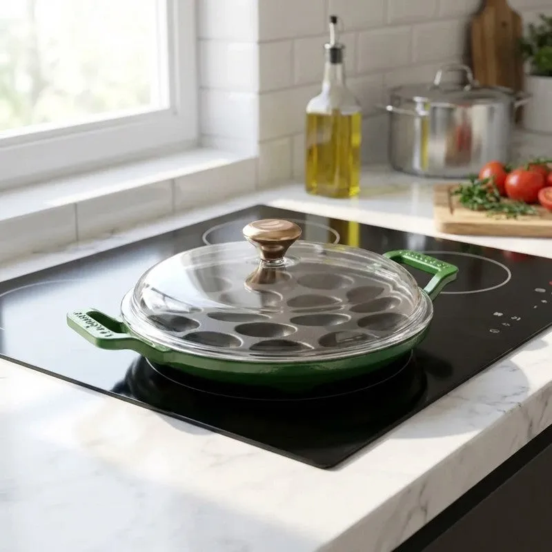 Cumin Co Enamel Cast Iron Paniyaram Pan - Green media 1
