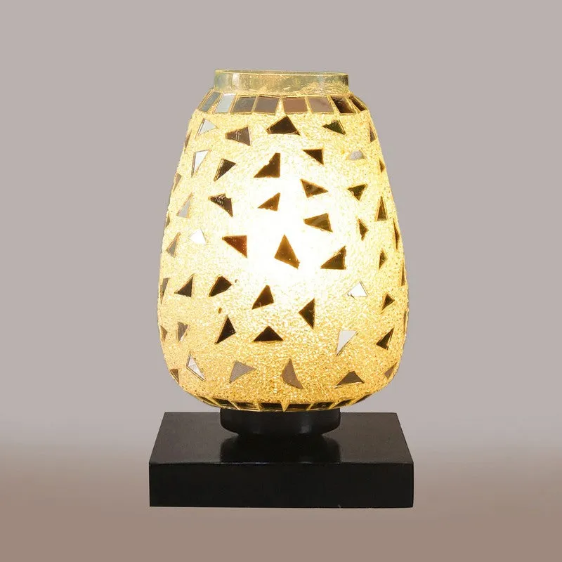 Luminte Mosaic Glass Wooden Table Lamp With Base media 7