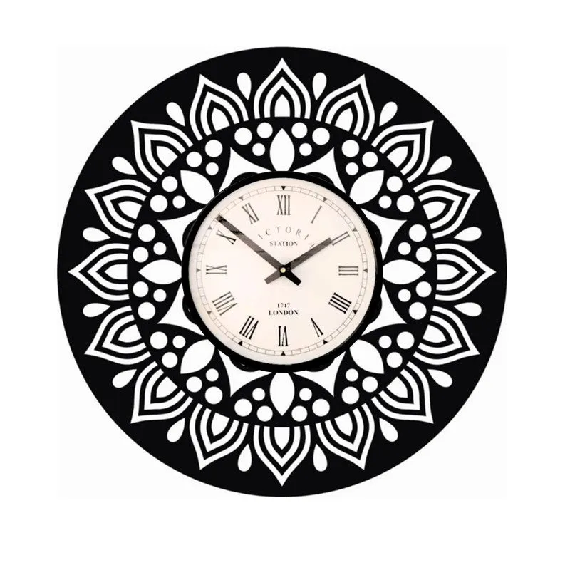 Mandelyn Steel Analog Wall Clock - Black media 4