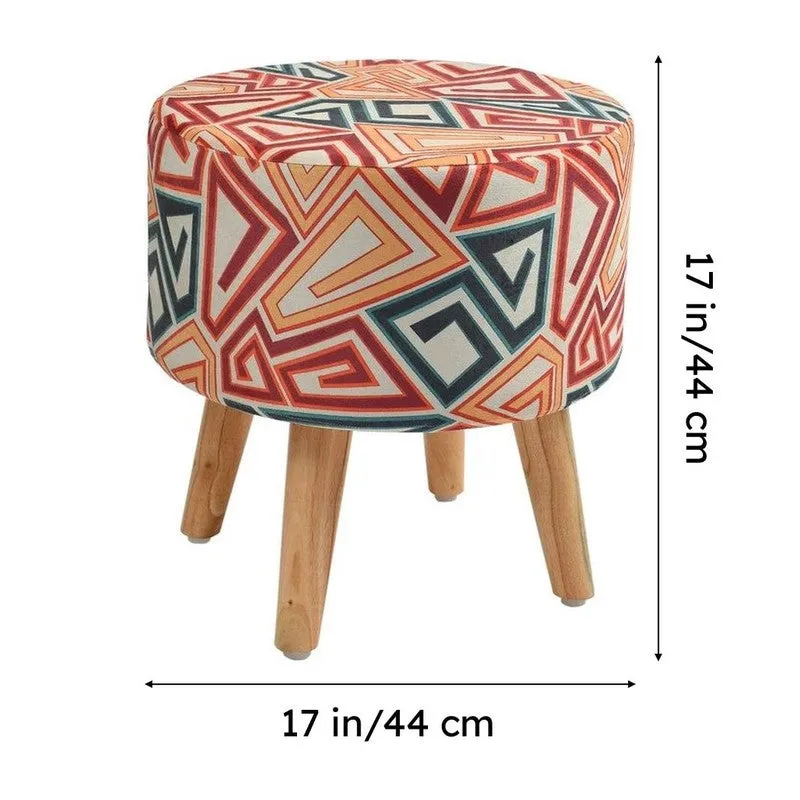 Navine Geometric Print Multicolor Engineered Wood Ottomans - Set Of Two media 6