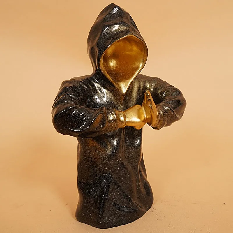 Stylish Black & Gold Monkey Showpiece media 4