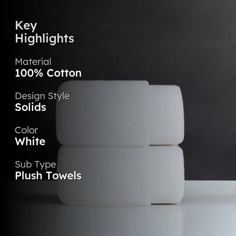 Micro Cotton Soft Serenity Solid Hand Towel (White) - Set Of Two media 2