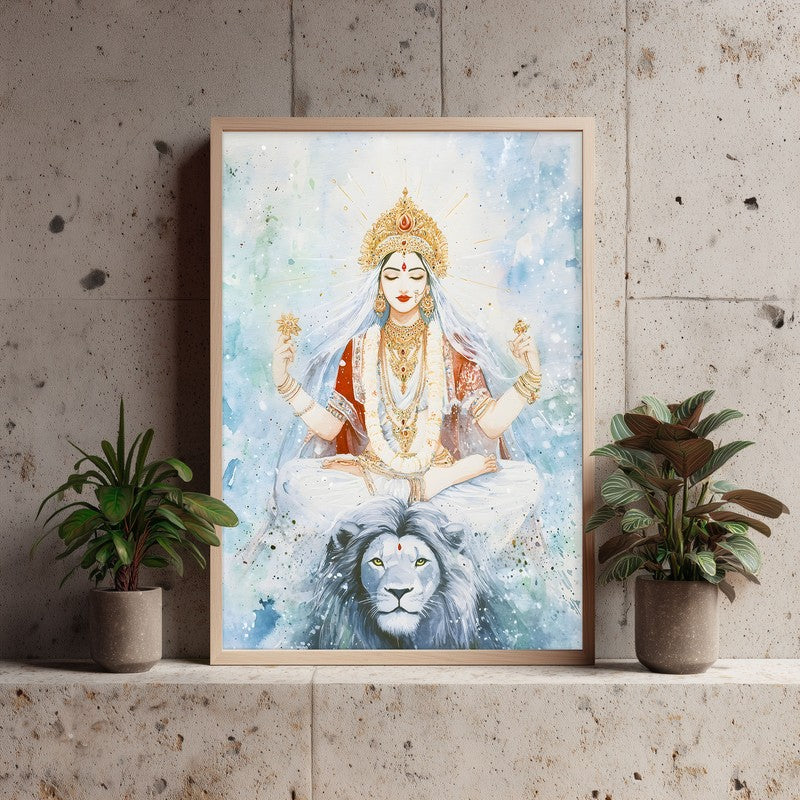 Shakthi Eternal Spiritual Archival Paper Wall Painting - Natural Brown Frame media 3