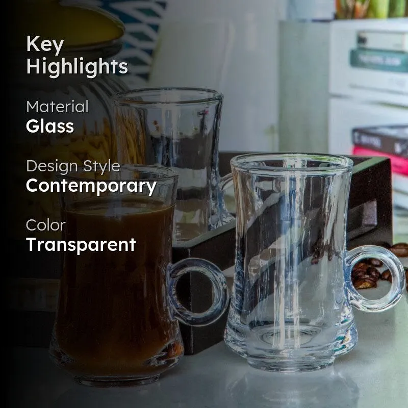 Enirva Glass Tea Cup (105 mL Each) - Set of Six media 2