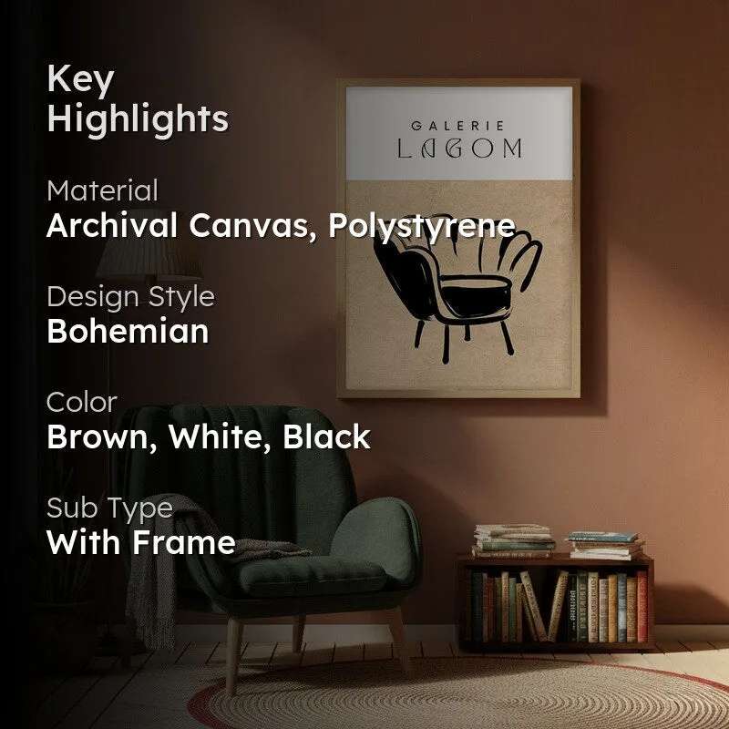Lagom Lounge Canvas Wall Painting With Brown Frame media 2