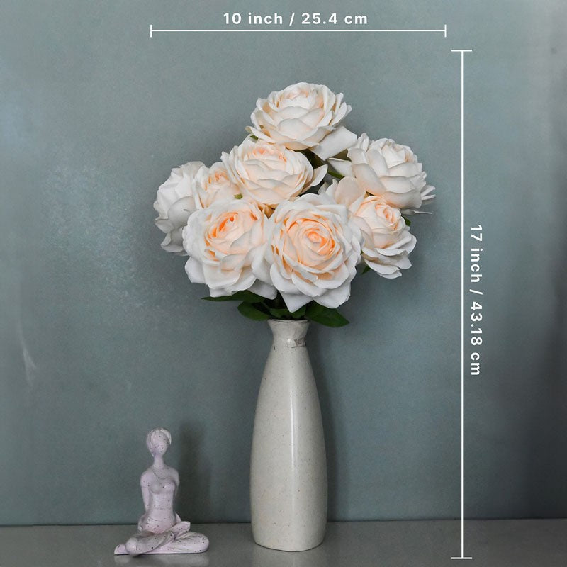 Faux Everlasting Rose Flower Bunch - White media 4