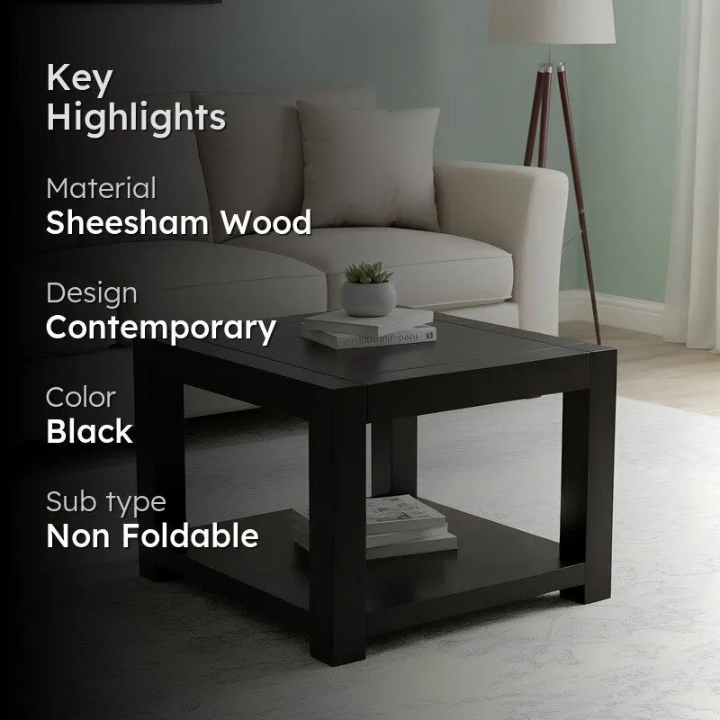Frixon Sheesham Wooden Center Table - Black media 2