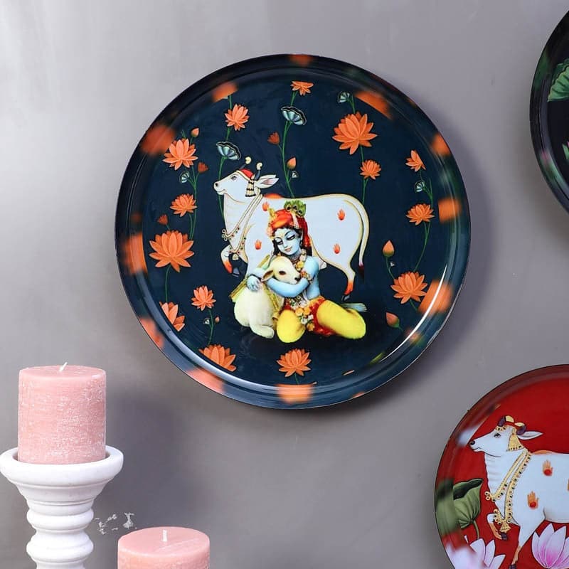 Sacred Nandi Bloom Wall Plate - Set Of Three media 3