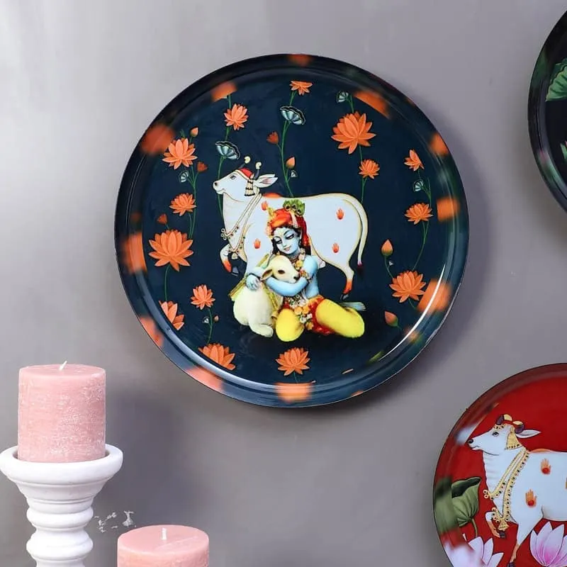 Sacred Nandi Bloom Wall Plate - Set Of Three media 3