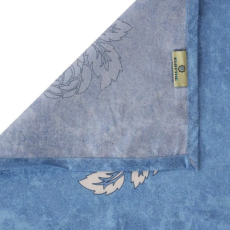 Plum Plume Cotton Bedsheet (Blue) - 400 TC media 5