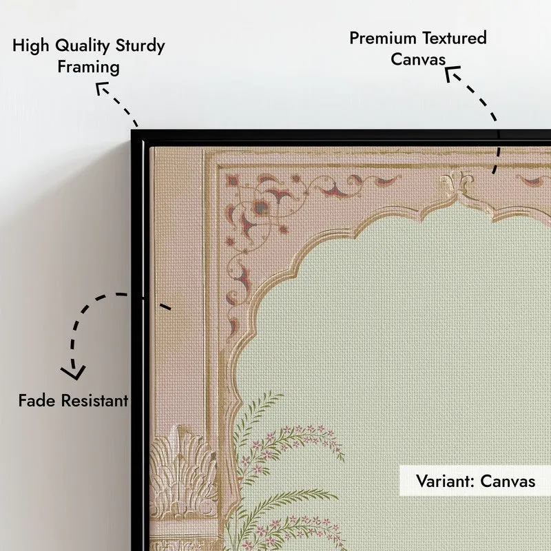 Graceful Sultana Framed Mughal Canvas Wall Painting media 8