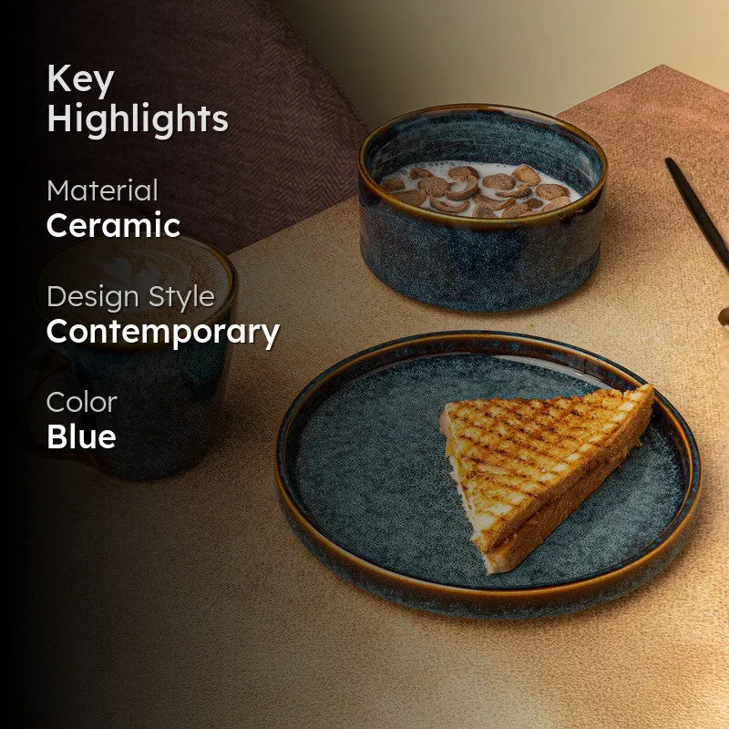 Whimsi Ceramic Breakfast Set (Blue) - Three Piece Set media 2