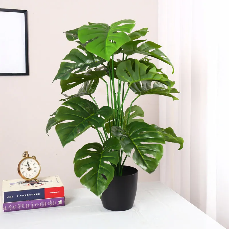 Monever Artificial Monstera With Black Plastic Pot - 2 Feet media 3