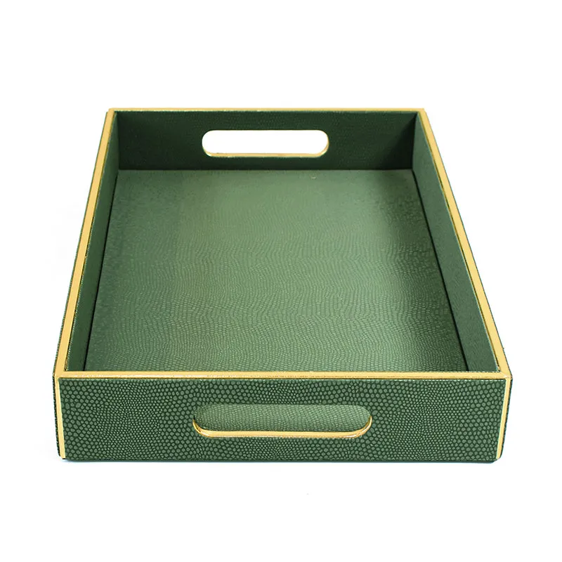 Tisquo Faux Leather Serving Tray (Olive Green) - Set Of Two media 4
