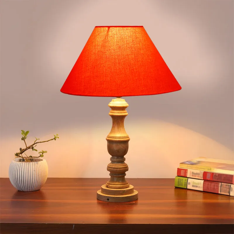 Cotin II Carve Wooden Table Lamp - Orange,Brown media 2