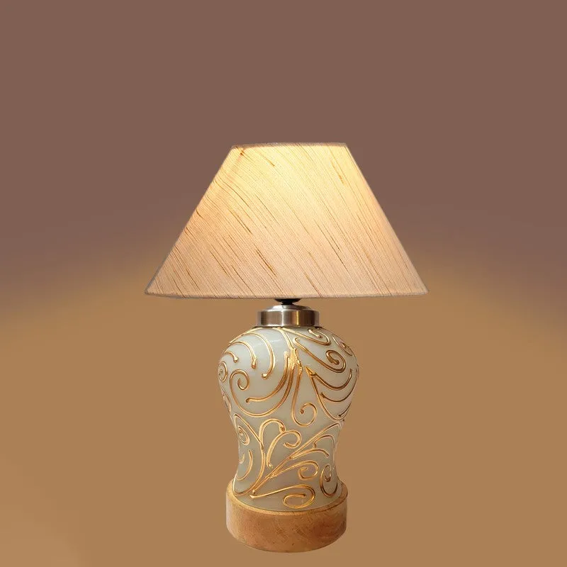 Lumithra Cotton & Wood Table Lamp - OffWhite media 5
