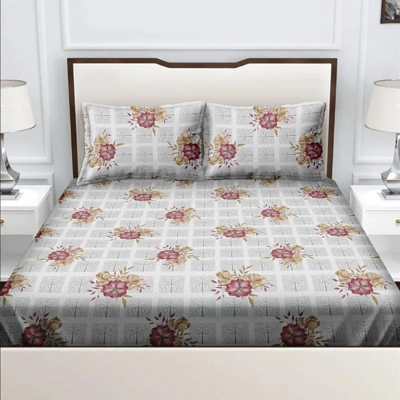 Oakney Floral Cotton Bedsheet - 104 TC media 1