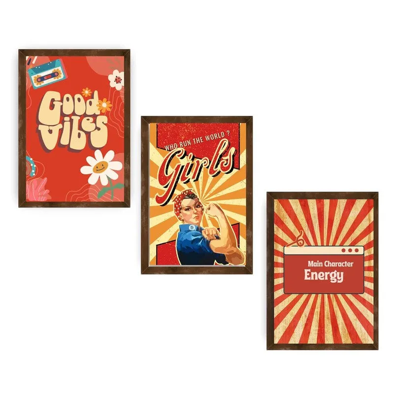 Retro Boost Paper Wall Painting With Frame - Brown media 5