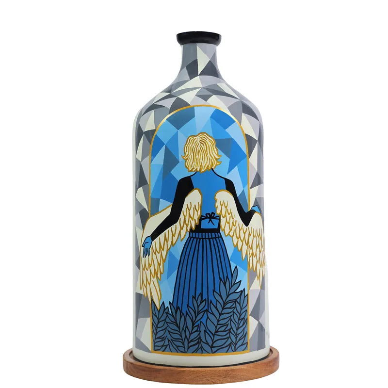 Lady In Blue Hand Painted Glass Floor Lamp media 5