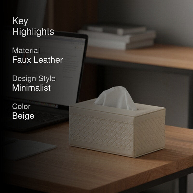 AarviDecor MonoLine Faux Leather Tissue Holder media 2