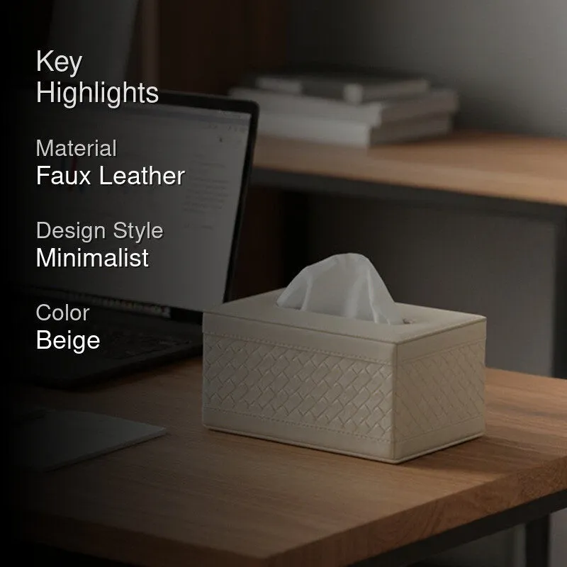 AarviDecor MonoLine Faux Leather Tissue Holder media 2