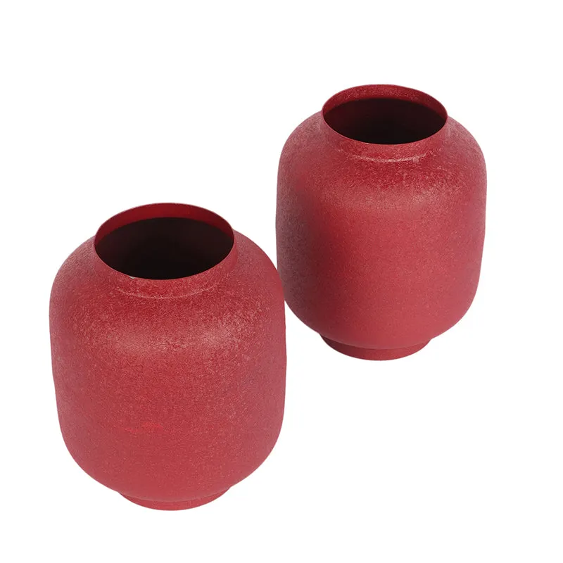 Laure Iron Vase (Red) - Set Of Two media 4