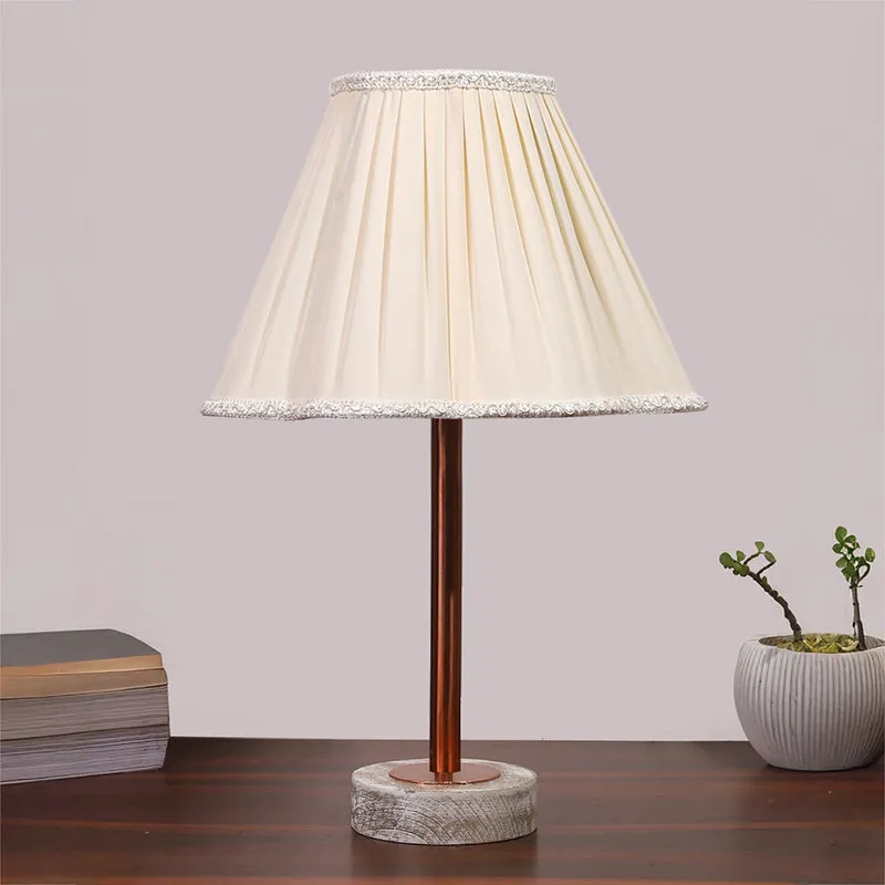 Pleatra Rodin Wooden Table Lamp - White,Copper media 3