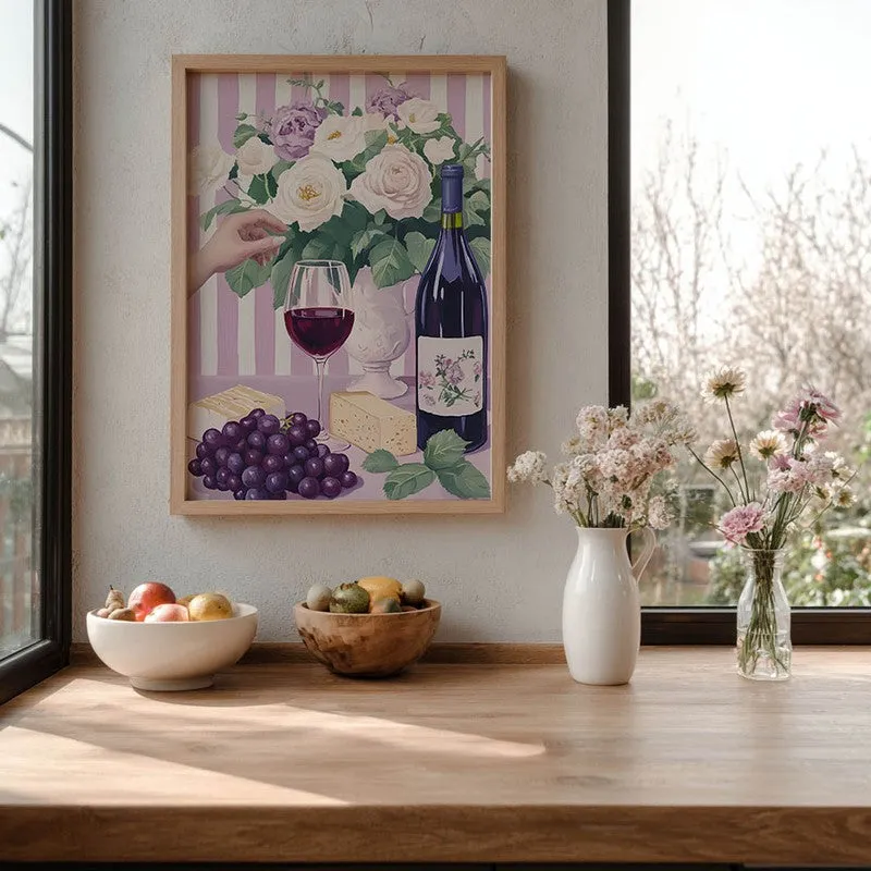Floral Wine Archival Canvas Wall Art - Brown media 7
