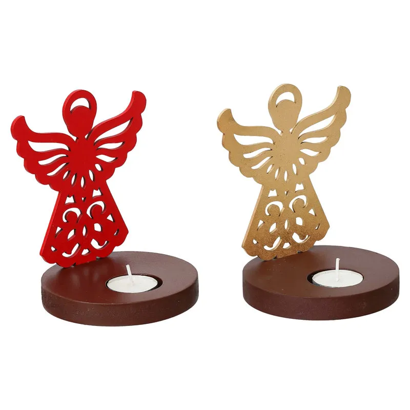 Seraphim Sisters Wood Christmas Tea Light Holder - Set Of Two media 6