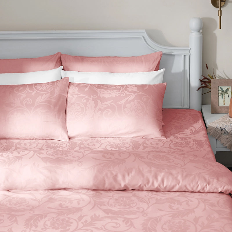 Bloom Bold Jacquard Pillow Cover (Cameo Rose) - Set Of Two