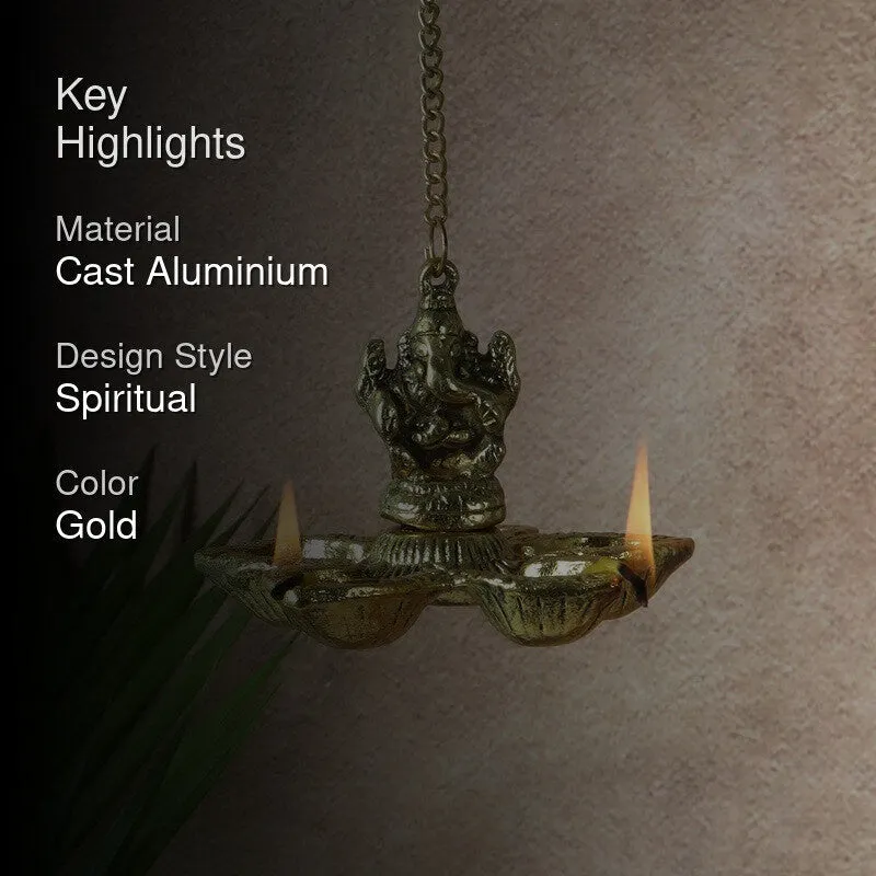 Vighnaharta Hanging Diya - Gold media 2