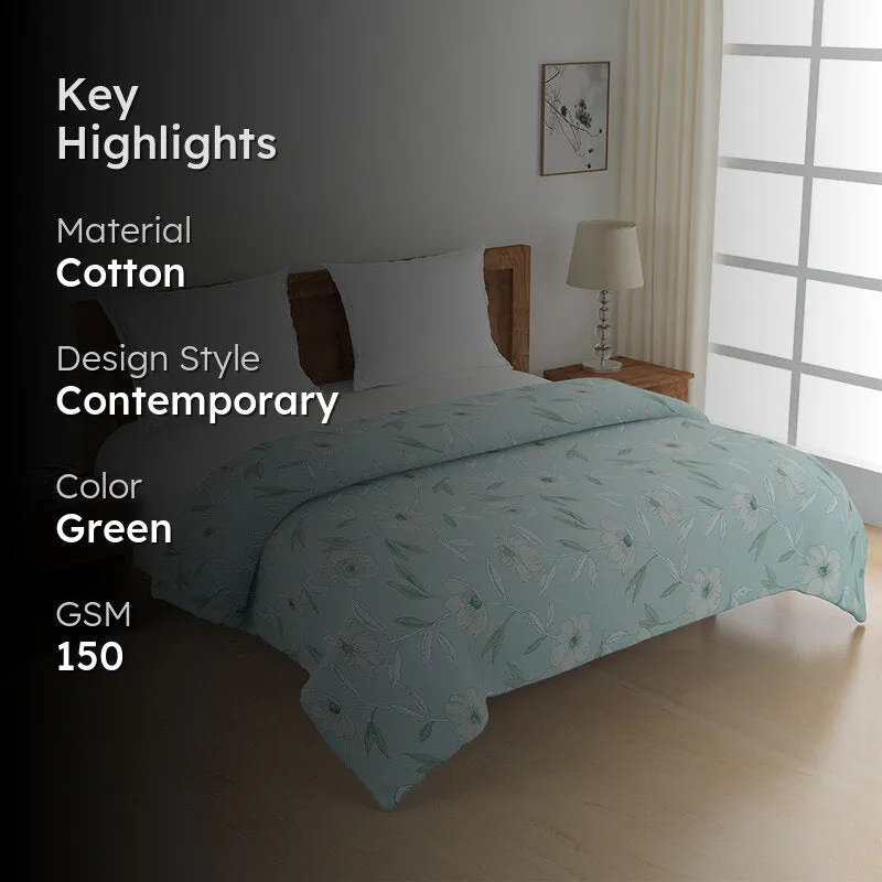 Swayam Aster Floral Cotton Comforter (Green) - 150 GSM media 2