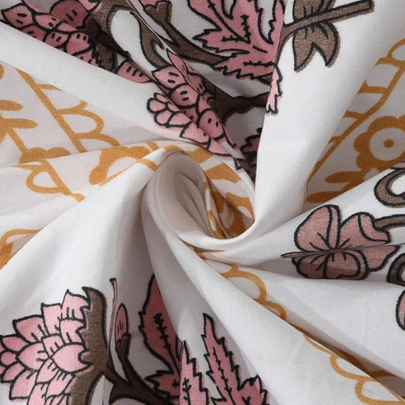 Cream Floral March Bedsheet - 180 GSM media 4