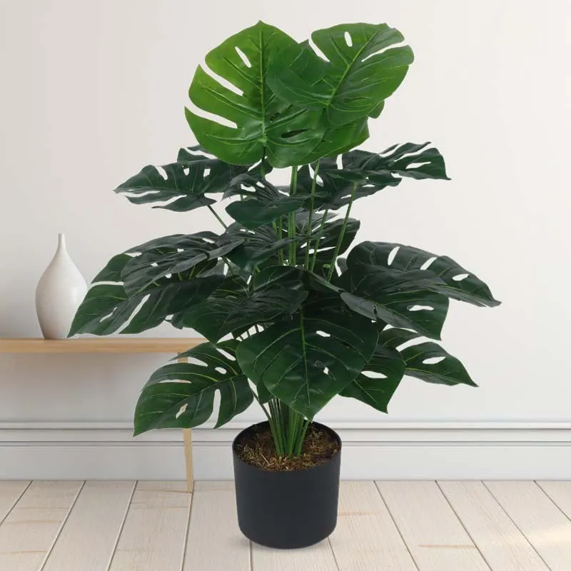 Faux Lush Delisocia Monstera Plant With Black Plastic Pot - 2.6 Feet media 3