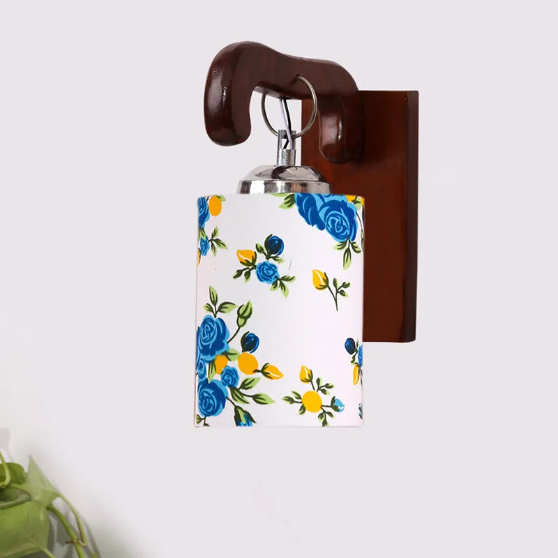 Klarion Printed Wooden Wall Lamp - Blue media 3