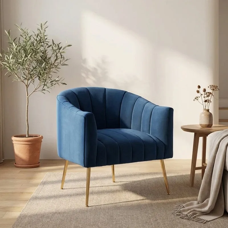Plaino Neem Wood Accent Chair - Blue media 1