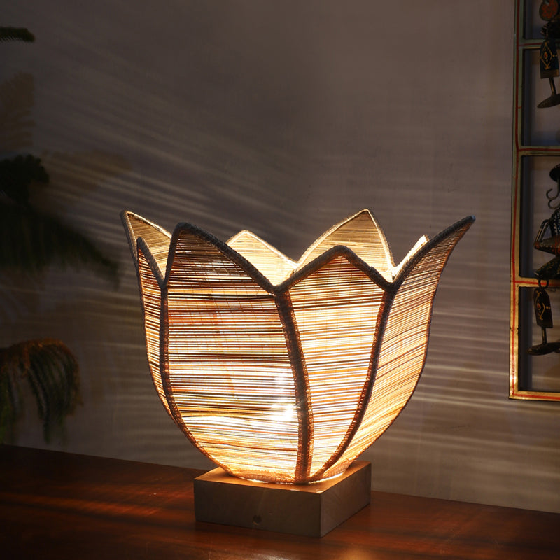 Ambrya Bamboo Petal Edge Table Lamp - Beige