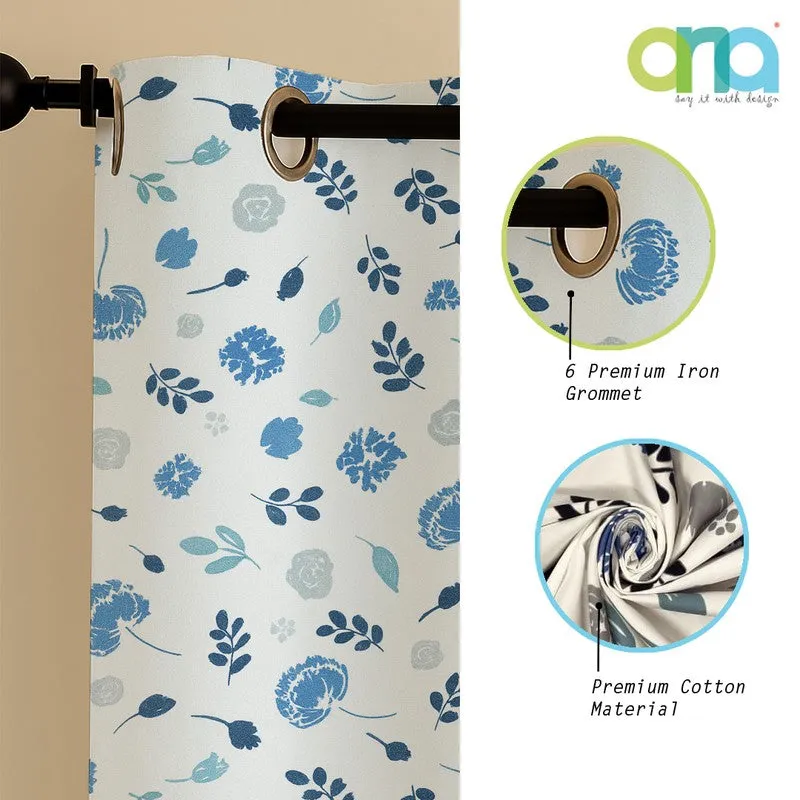 BloomSpry Cotton Curtain - Blue,Grey media 7