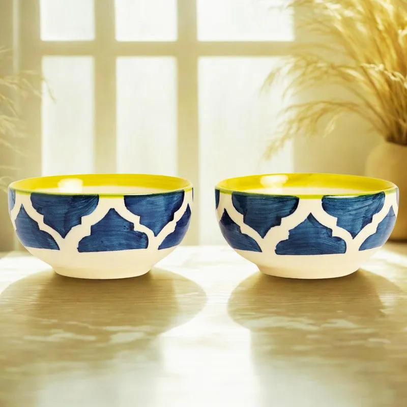 Snackify ServeEase Ceramic Snack Bowls (Blue,Yellow, 200 mL Each) - Set Of Two media 4