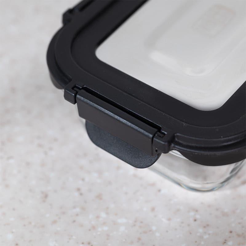 Boro Glass Lunch Box With Steel Lid (Black) - 370 ML media 4