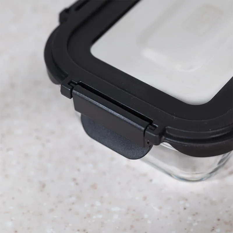 Boro Glass Lunch Box With Steel Lid (Black) - 370 ML media 4