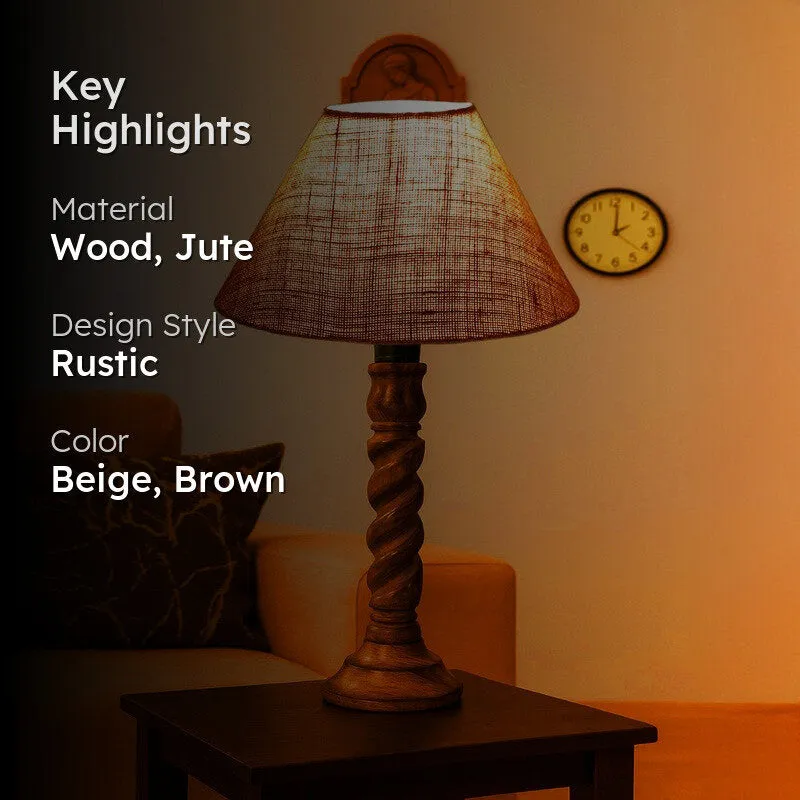 Elvane Oria Wooden Table Lamp - Beige media 2