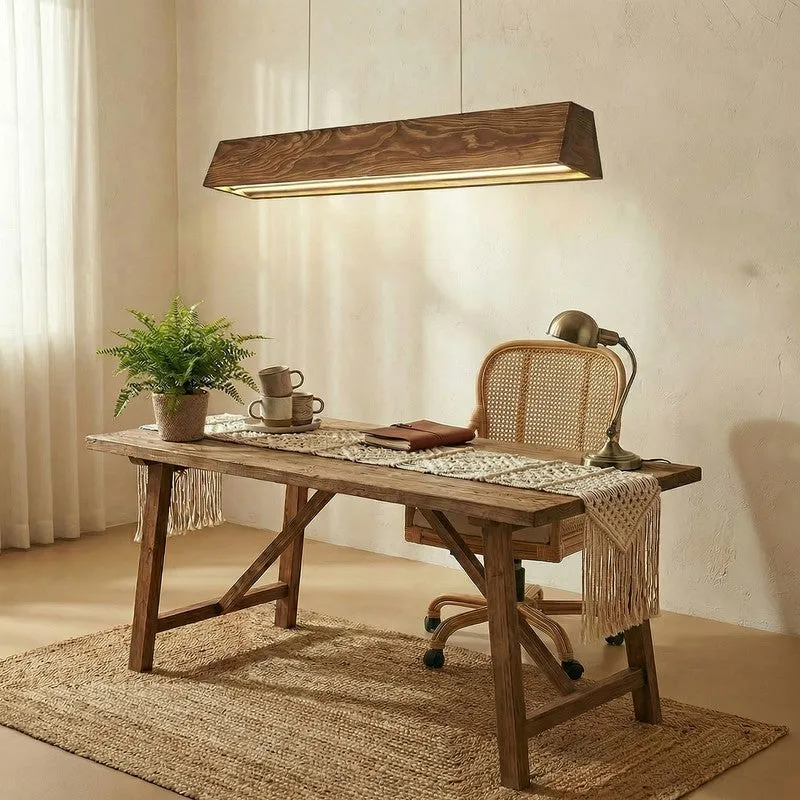 Fuego Linear LED Wooden Ceiling Lamp media 1