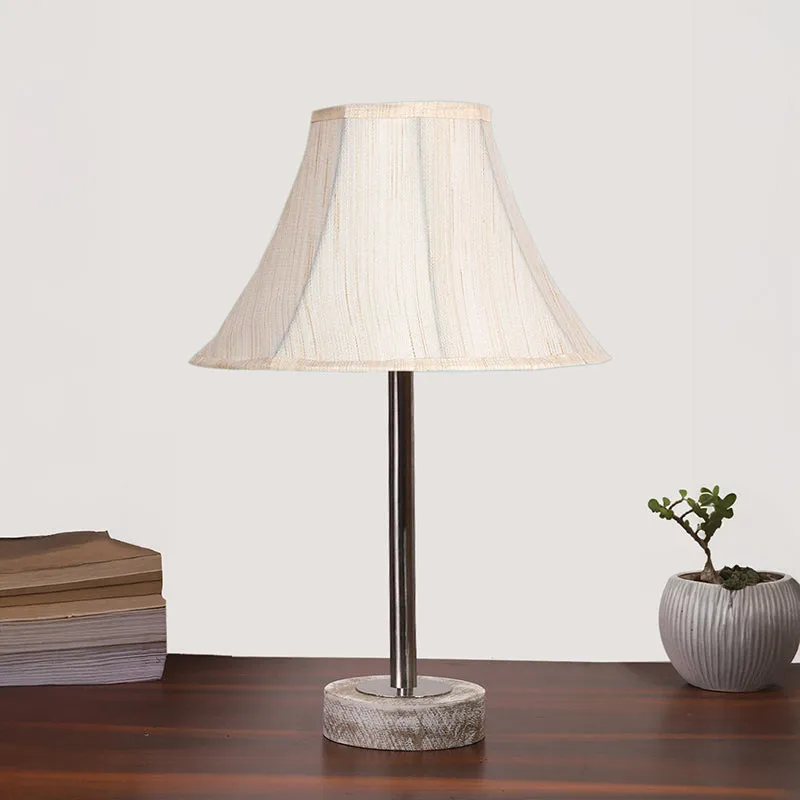 Ceylon Arc Rodin Wooden Table Lamp - OffWhite,Silver,White media 3