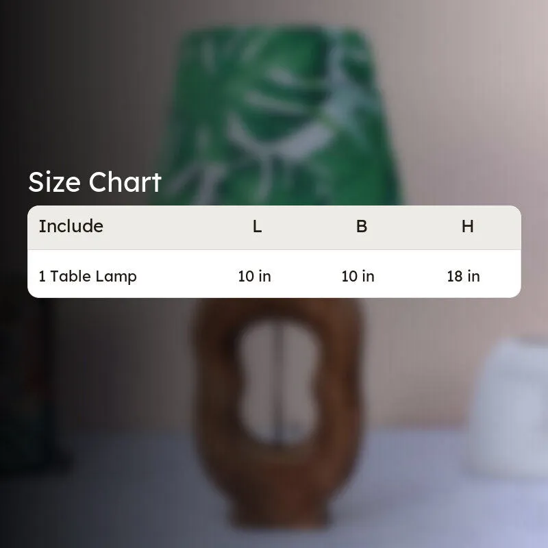 Kaizen Hewn Printed Mango Wood Table Lamp - Green,White,Brown media 6